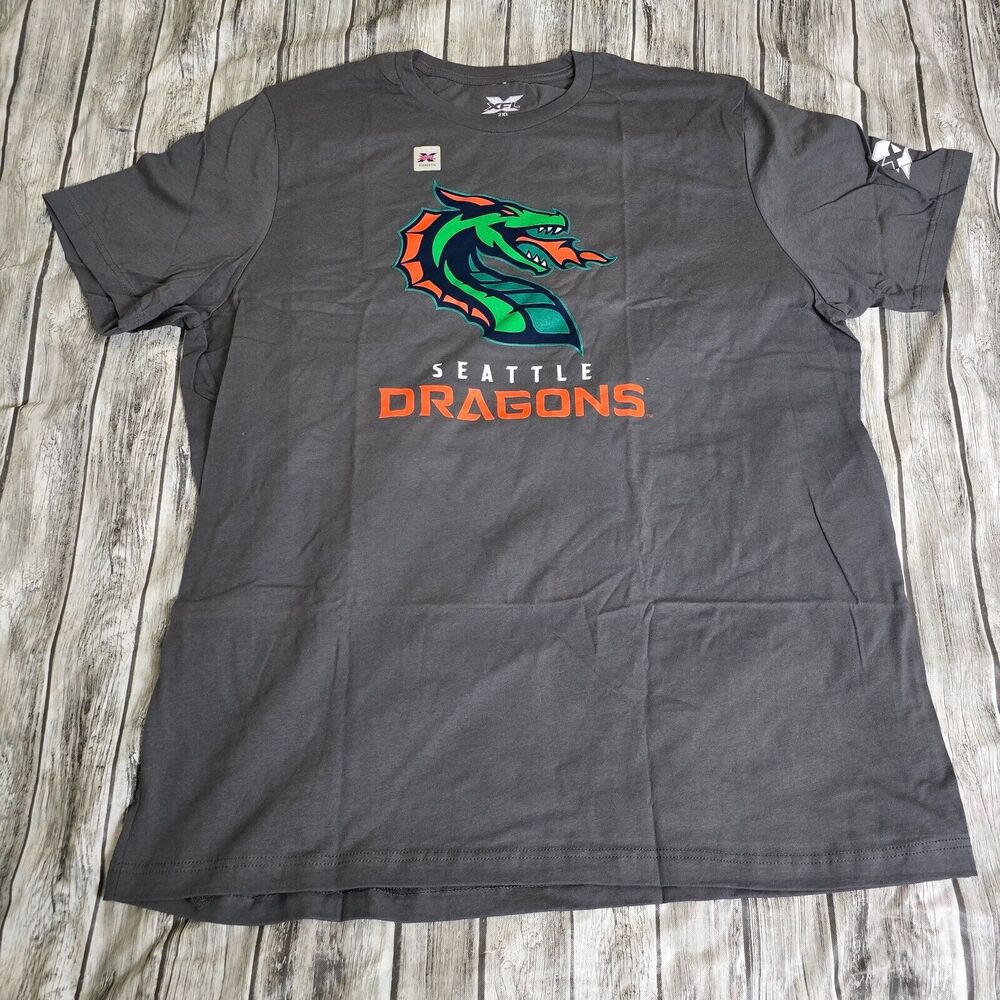 XFL Seattle Dragons Shirt Men's Size 2XL Grey Football New with Tag NWT